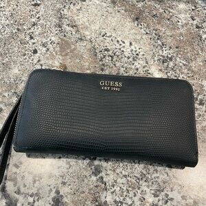GUESS Black Embossed Clutch Wallet
